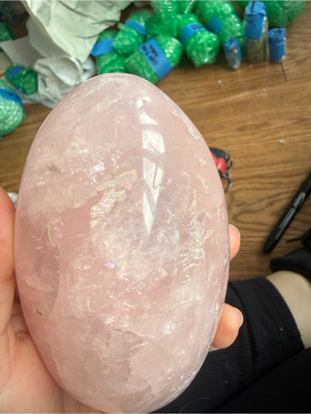 Huge rose quartz cathedral - crystal cathedral with flash & rainbows